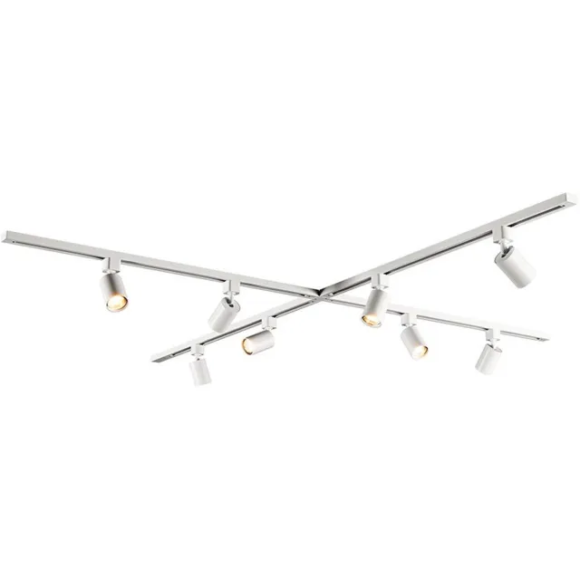 HOFTRONIC railverlichting pakket x-vorm – 4x 1 meter rail – 8x gu10 railspots – dimbaar – aluminium wit – ip20 – 230v – railverlichting woonkamer keuken plafond