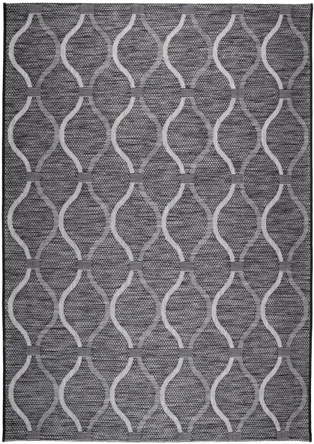 Padiro design laagpolig vloerkleed 120 x 170 cm - donkergrijs - modern geometrisch patroon - voor binnen en buiten - voor vloerverwarming - van polypropyleen