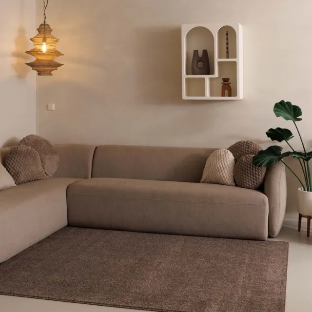 Tapeso Laagpolig vloerkleed - Fine mokka 240x340 bruin