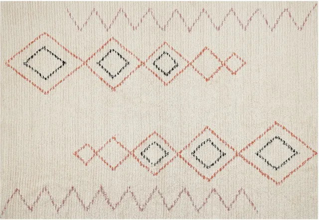 Beliani GUWAHATI - Laagpolig vloerkleed - Beige - 140 x 200 cm - Katoen