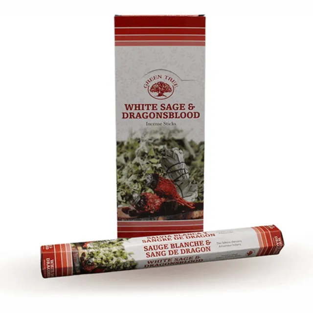 Green Tree White sage en Dragonsblood - Witte salie - Drakenbloed - wierook 6x hexa White sage Dragonsblood