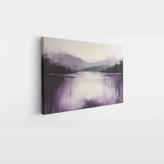 Saammp Canvas Schilderij - paars zwart landschap - Abstract - 120x80 - Foto op canvas - Wanddecoratie - Muurdecoratie Woonkamer - Slaapkamer decoratie - Canvas Print Multicolor