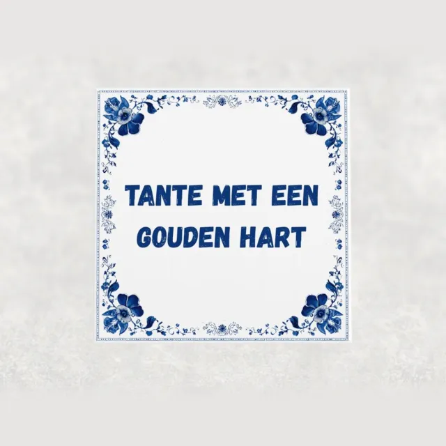 Voici Voilà Spreuk tegel 15x15 cm Tante met een gouden hart Blauw