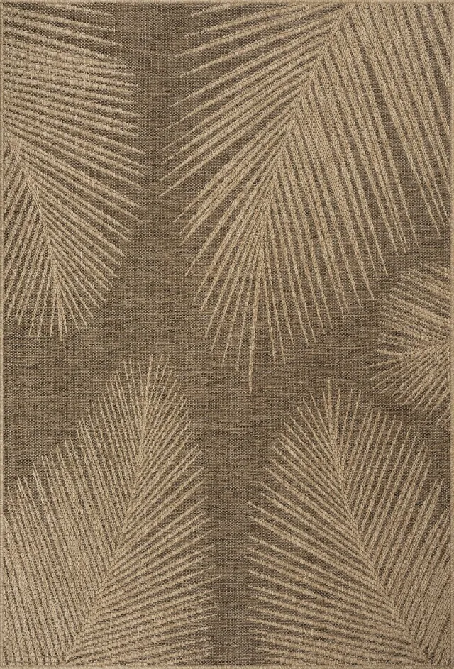 the carpet Kansas – weerbestendig buitenkleed met antisliprug, duurzaam & onderhoudsvriendelijk, naturel met palmmotief 60 x 180 cm