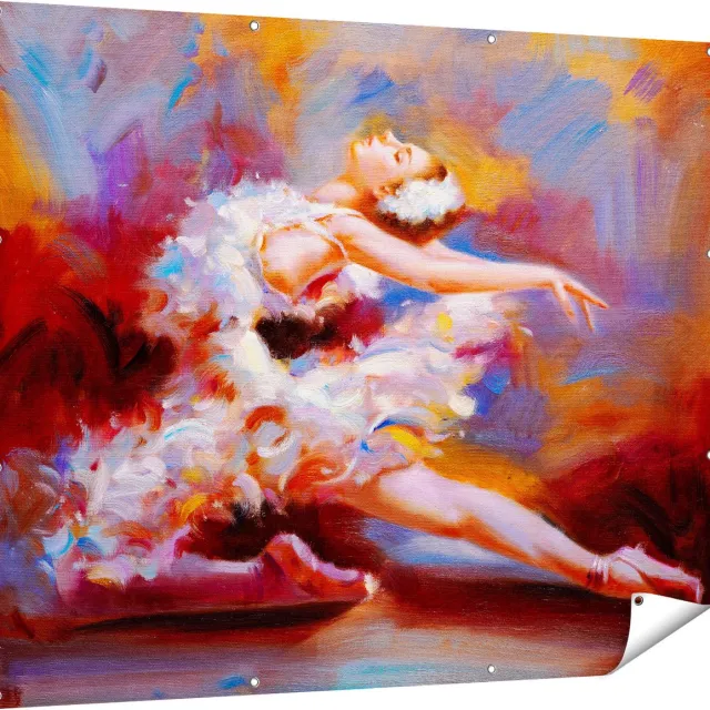 Gards Tuinposter Ballerina van Olieverf - Ballet - 150x120 cm - Tuindoek - Tuindecoratie - Wanddecoratie buiten - Tuinschilderij Multikleur