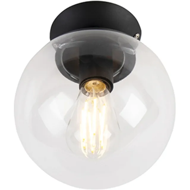 QAZQA pallon - Art Deco Plafondlamp - 1 lichts - Ø 200 mm - Transparant - Woonkamer | Slaapkamer | Keuken