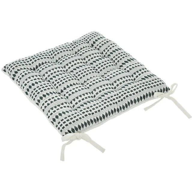 Atmosphera Gebonden stoelkussen MICAH, katoen, vintage patroon, 38 x 38 cm zwart