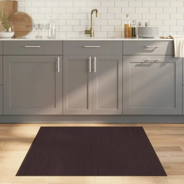 vidaXL Vloerkleed vierkant 100x100 cm bamboe donkerbruin bruin, foto 2
