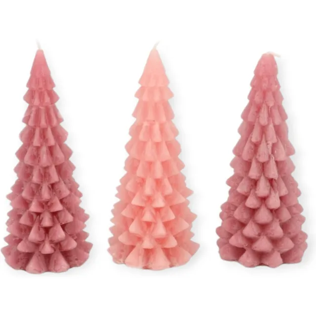 DK design Daan Kromhout - Kerstboom kaarsen - Set/3 - Pink Mix - 9x20cm Roze