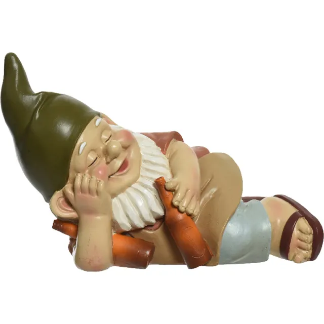 Decoris tuinkabouter dronken - kunststeen - H11 cm Groen