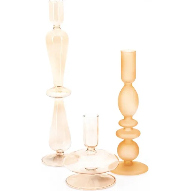 Furnilux Kandelaar Aurora set van 3 - peach - 7.5×31 cm/7.5×23 cm/8.5×12 cm oranje