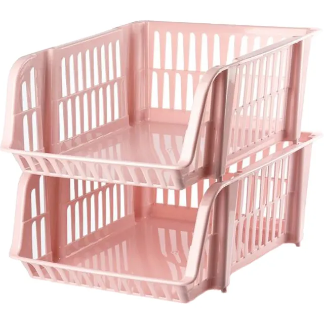PLASTICFORTE Stapelbare opbergmand - 2x - Oud roze - 16L - kunststof - 38 x 28 x 15 cm Oudroze