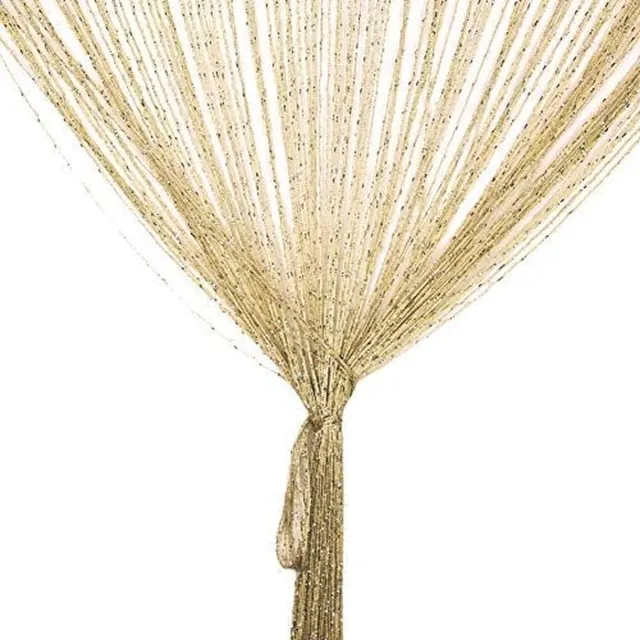 Thuys Draadgordijn, draadgordijn, glitter, wit, 100 x 200 cm, wandgordijn, etalagedecoratie, decoratief gordijn, ruimteverdeler, vliegenbescherming voor bruiloft, café, restaurant (champagne) goud