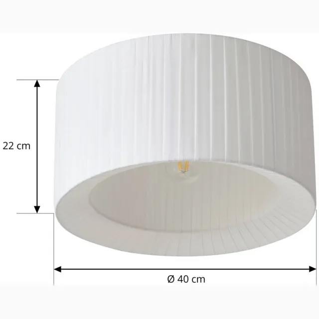 Lindby plafondlamp - 1licht - Textiel, ijzer - H: 22 cm - E27 - wit