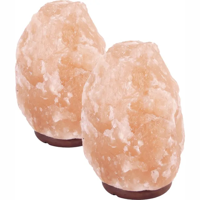 LalaShops 2 x Zoutlamp 4 tot 7 kg - Himalayazout / Zoutsteen (Haliet) - c.a. 24x16 cm per stuk Oranje / Roze