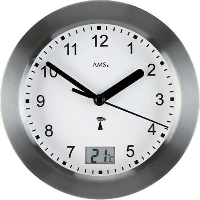 AMS badkamer - Klok - Rond - RVS - �17 cm - Wit