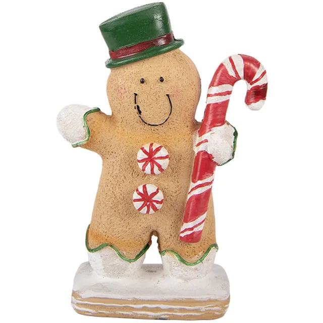 Clayre & Eef Kerstdecoratie Beeld Gingerbread man 12x6x18 cm Bruin Polyresin
