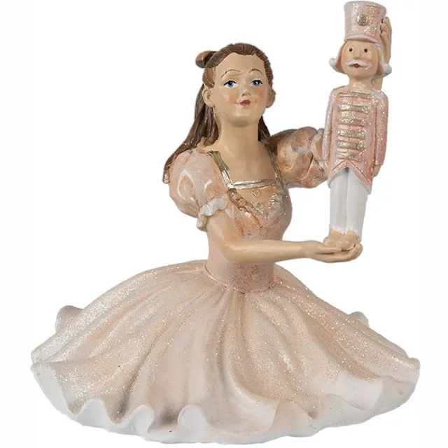 Clayre & Eef Beeld Ballerina 13 cm Roze Polyresin