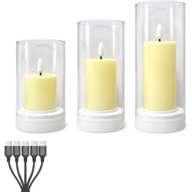 SWGOTA led kaarsen - 1 stuk, 8 x 17,5 cm, warmgeel licht, kogelvormige lichtpunt en transparante cilindervormige kap