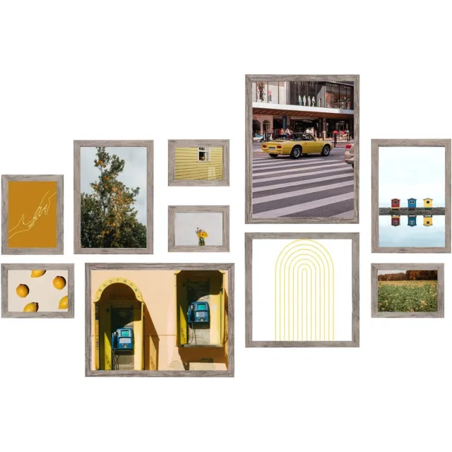 Deknudt Frames fotowand S45RH7 WALL2 - 10 fotokaders - grijs-beige