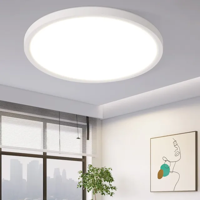 NETTLIFE Plafondlamp LED - Wit - modern - 22cm - rond - 3000 K Warm wit Licht - Platte Plafondlamp - 18 W Woonkamerlamp - IP44 Waterdicht - voor Slaapkamer | Keuken | Gang