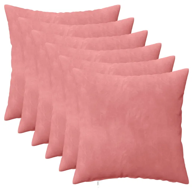 vidaXL Plaid kussen 6 st HEERLEN Roze 30 x 30 cm fluweel