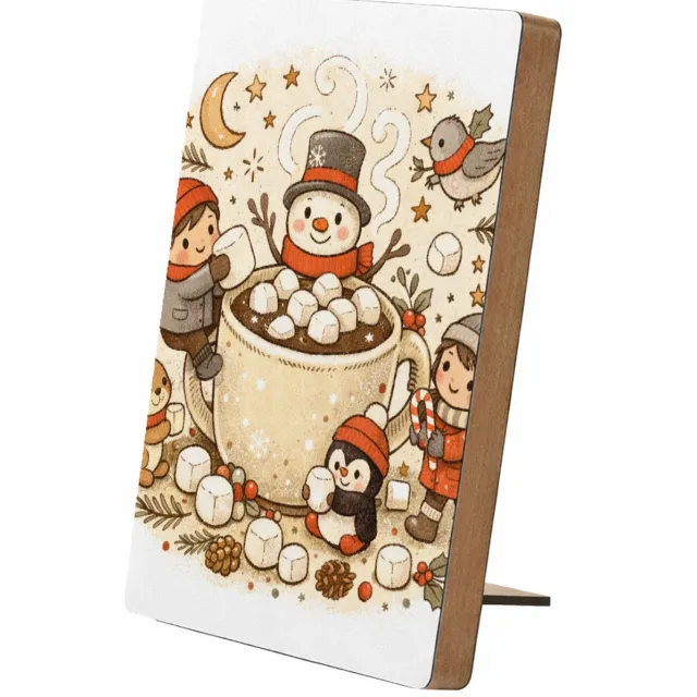 Mr Cadeautjes Glasframe/MDF 12,7 x 17,8 - design Een knusse winterkeuken-scène met bewegende figuren rond een | cadeau Wit