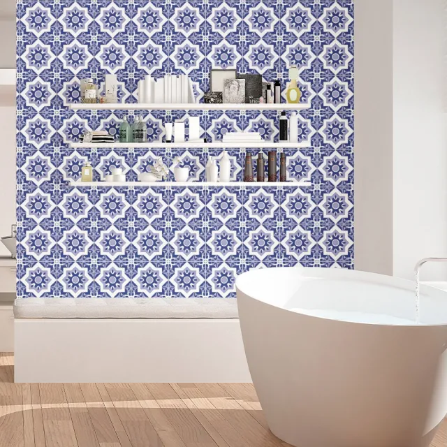 Ambiance Sticker Zelfklevende tegelmuurstickers voor keuken en badkamer - 24 cementtegelstickers, Azulejos Nuria - 24 stickers, 20x20cm Multi color
