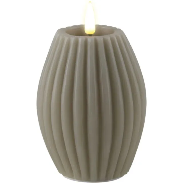 Deluxe Homeart Luxe LED kaars - Sand Stripe LED Candle 7.5 x 10 cm - net een echte kaars! Deluxe Homeart