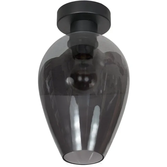 Steinhauer Plafonnier Drovia 4371ZW van Steinhauer met rookglas druppelvorm Ø22,5 cm, matzwart metaal, stijlvol en veelzijdig voor binnen gebruik