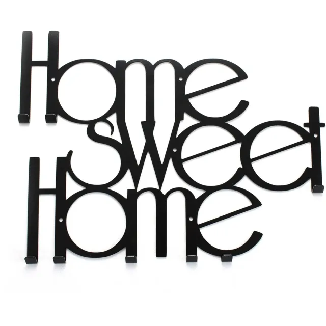 Decorizzly® Decorizzly Home Sweet Home - Kapstok - Wandhanger - Staal - Modern Design zwart