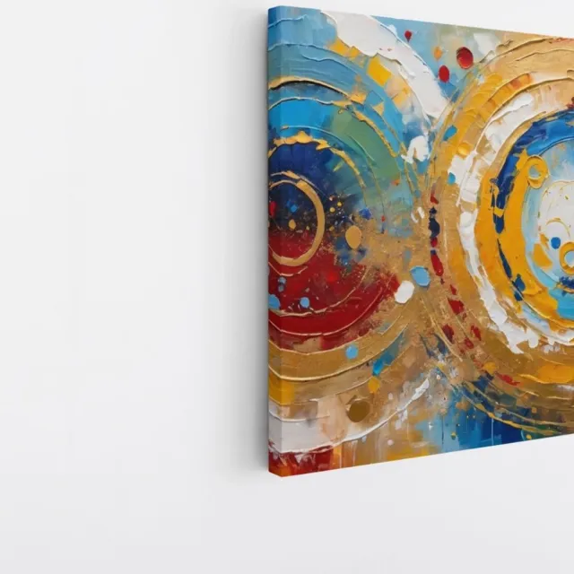 Saammp Canvas Schilderij - Abstract - Kleurrijk - Vormen - 40x40 - Foto op canvas - Wanddecoratie - muurdecoratie Woonkamer - Slaapkamer decoratie - Canvas Print Multicolor