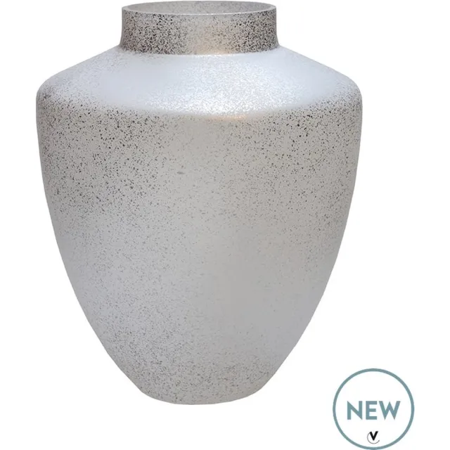 Vase The World Vaas Tugela | Small | Sparkle - Glitter | Silver - Zilver | Uniek Design | Kerst Edition | Ø24,5 x H29 cm parelwit