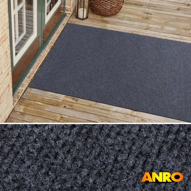 ANRO Schoonloopmat BOB Grijs 300x120cm – Tapijtloper Vuilvangmat Antislip Op Maat Entree Kantoor