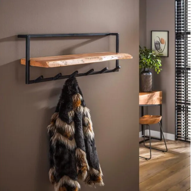 Meubelplaats Kapstok Edge Acacia 6 Haken | Meubelplaats massief acacia naturel