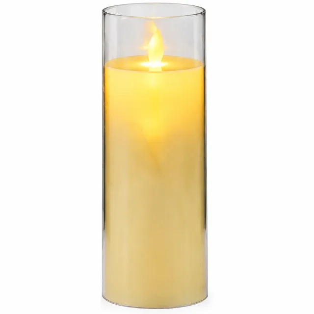 SWGOTA led kaarsen met bewegende vlam - ivoorkleurig, 7,8 x 20 cm, warm licht en transparante kap voor kerst- en feestdecoratie