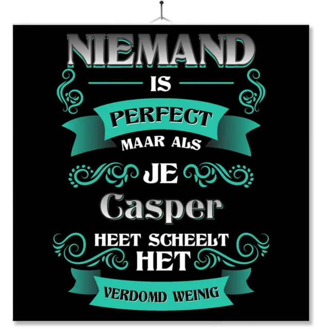 MC Living Tegel Met Opdruk | Kado | Cadeau | Niemand Is Perfect Maar Als Je Casper Heet Scheelt Het Verdomd Weinig Multi-Color