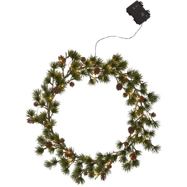 Star Trading LED dennenkrans 'Larix' van kunstlariks, op batterijen, timer, groen, Ø 40cm