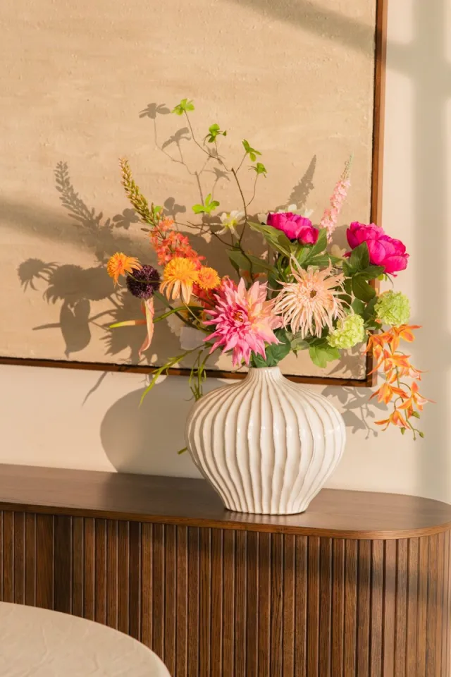 PrettyPlants Kunstboeket Coral Cascade | Zijdenbloemen | Kunstbloemen | Zijden boeket | Kunstboeket Groen