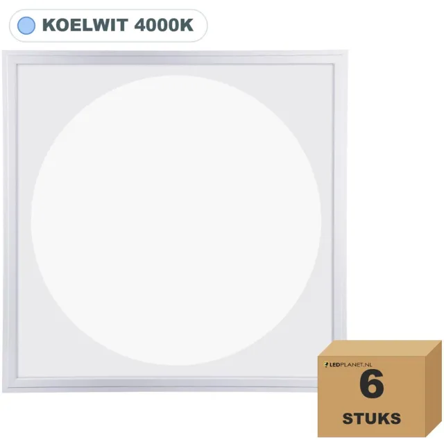 Tsong LED paneel 60x60 cm rond lichtvlak - 6 stuks - 36W - Koelwit 4000K - 3600 lm - CRI80 - 230V