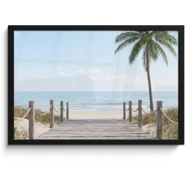 FrameYourWall Poster in lijst - Fotolijst 60x40 cm - Posters - Palmbomen - Pad - Horizon - Posterlijst zwart - Decoratie - Wanddecoratie woonkamer - Muurdecoratie slaapkamer