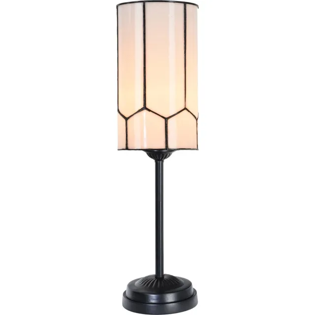 Coloured by Art Tiffany slanke tafellamp zwart met Gatsby - Art Deco Trade Wit