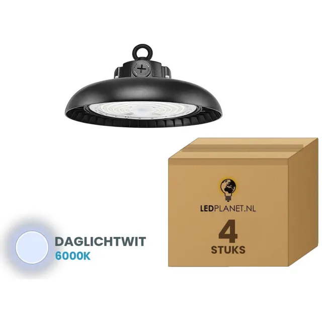 Tsong UFO Lamp - LED High Bay 200W - 4 stuks - 41.000 lm - Daglichtwit 6000K - Instelbaar 120/160/200W - 0-10V Dimbaar - IP65 - Werkplaats- & Garageverlichting - 5 jaar garantie
