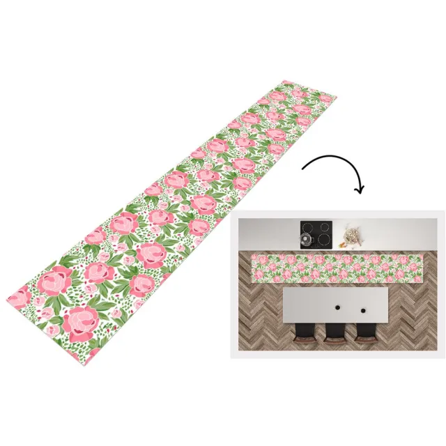 KitchenYeah Keukenloper - Loper keuken - Bloemen - Roze - Patronen - Keukenloper vinyl Multicolor