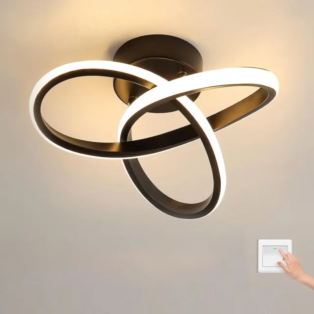 Haobosic Goeco Plafondlampen - 16W - Moderne - Zwarte - 25cm - LED - Dimbaar 3000K / 4500K / 6500K