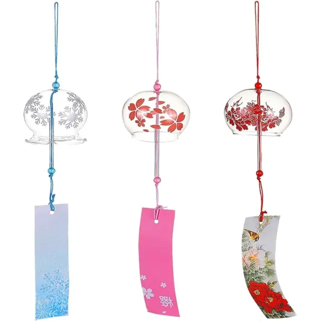Cosensi Japanse Windgong Roze - Glazen Windklokken - Japanse Decoratie - Zonnevanger - Buiten - Geluk - Kersenwindspel - 3 Stuks