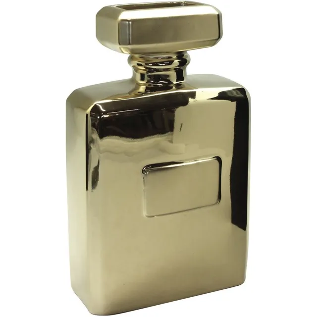 Gilde handwerk Vaas - Bloemevaas - Trendvaas - Parfum - Parfumfles - 22x13.5x7cm - Goud - Keramiek