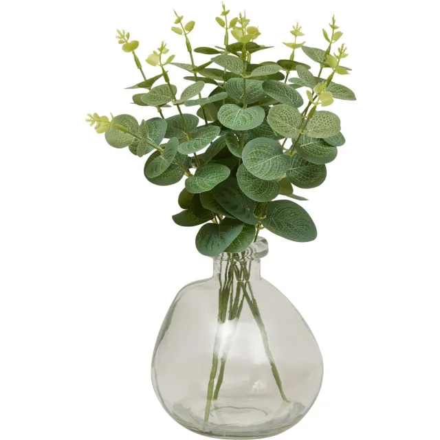 Atmosphera Kunstplant Urice Eucalyptus met glazen pot - Ø20xH35cm - Groen