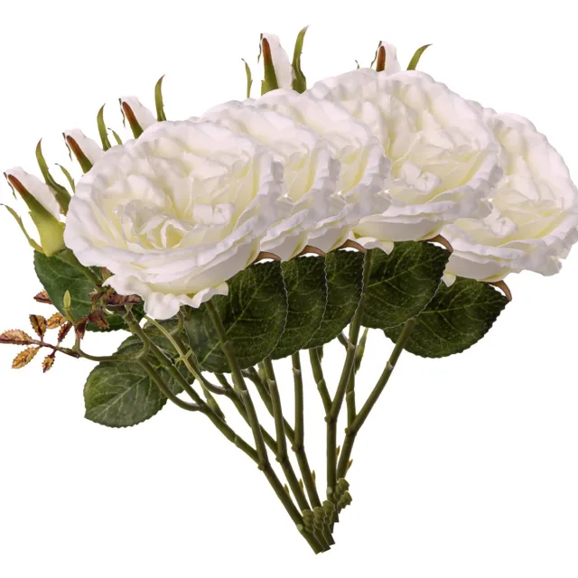 Top Art Kunstbloem roos Little Joy - 5x - wit - 38 cm - kunststof steel - decoratie bloemen