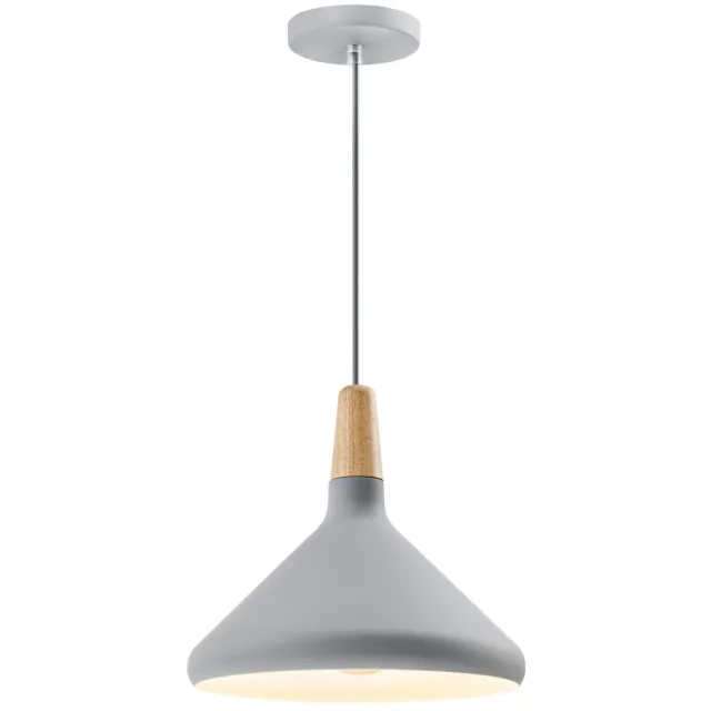 QUVIO Hanglamp Scandinavisch - Hoog design - Houten kop - D 26 cm - Grijs